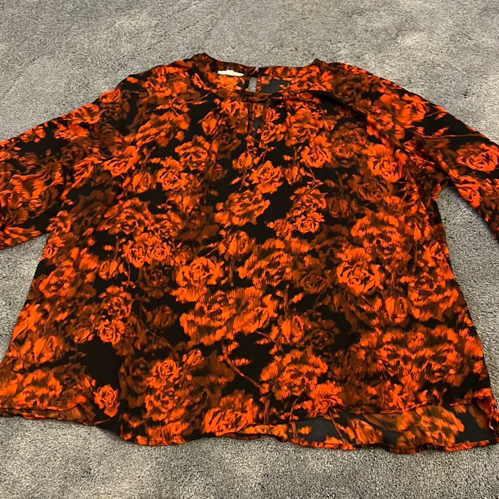 A2. Red Floral Blouse